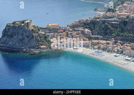 Italie, Calabre, Reggio Calabria, Scilla, la plage Banque D'Images