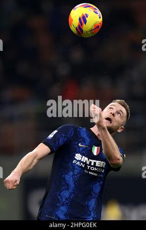 Milan, Italie. 20th févr. 2022. Milan Skriniar (FC Internazionale) titre pendant Inter - FC Internazionale vs US Sassuolo, football italien série A match à Milan, Italie, février 20 2022 crédit: Independent photo Agency/Alamy Live News Banque D'Images