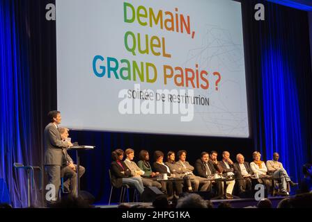 Paris, France, Grands groupes, Panel, Réunion publique Plan d'avenir de l'expansion de la région parisienne, Réunion de quartier Banque D'Images