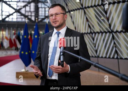 Zdenek NEKULA, ministre de l'Agriculture de la Tchéquie, arrive au Conseil Agriculture et pêche de Bruxelles, Belgique. 21st févr. 2022. Crédit: ALEXANDROS MICHAILIDIS/Alamy Live News Banque D'Images