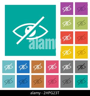 Icônes plates multicolores malvoyantes sur arrière-plans carrés simples. Inclut des variantes d'icône blanche et foncée pour les effets de survol ou actifs. Illustration de Vecteur