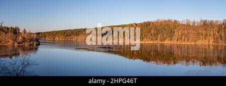 Paysage avec réservoir d'eau Rimov sur la rivière Malse en Bohême du Sud, République Tchèque Banque D'Images