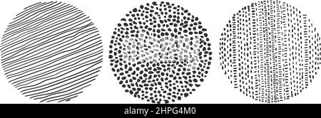 éléments graphiques circulaires dessinés à la main avec un contour variable isolé sur fond blanc, illustration vectorielle Illustration de Vecteur