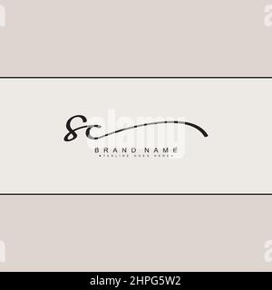 Lettre initiale logo SC - logo Signature dessiné à la main - modèle de logo Vector pour les initiales de nom d'entreprise en style Signature Illustration de Vecteur