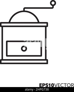 Icône de la gamme de moulins à café. Symbole des ustensiles de cuisine et de l'équipement ménager. Illustration vectorielle plate du moulin à café. Illustration de Vecteur