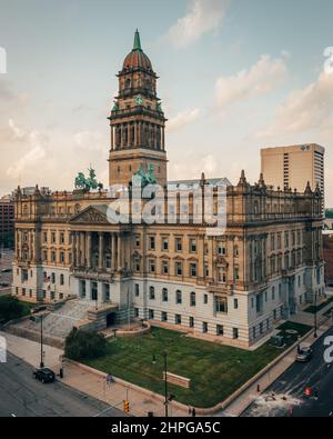 Vue sur le Wayne County Building, dans le centre-ville de Detroit, Michigan Banque D'Images