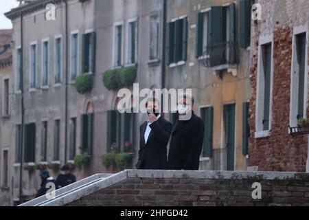 Tom Cruise et le réalisateur Christopher McQuarrie pendant le tournage de la mission impossible 7 à venise Banque D'Images