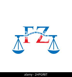 Design du logo lettre FZ du cabinet d'avocats. Avocat, Service d'avocat, Bureau du droit, balance. Logo du cabinet d'avocats sur le signe vecteur de la lettre FZ Illustration de Vecteur