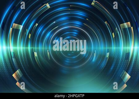 Mouvement à grande vitesse et effet de mouvement sur fond bleu foncé.Concept futuriste de haute technologie Banque D'Images