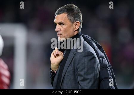 Salerno, Italie. 19th févr. 2022. Paolo Maldini de l'AC Milan lors de la série Un match entre l'US Salerntana 1919 et l'AC Milan au Stadio Arechi, Salerno, Italie, le 19 février 2022. Credit: Giuseppe Maffia/Alay Live News Banque D'Images