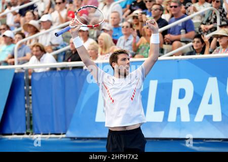 Delray Beach, Floride, États-Unis. 20th févr. 2022. CAMERON NORRIE (GBR) célèbre alors qu'il bat Rielly Opelka (USA) 76(1) 76(4) pour gagner le Delray Beach Open 2022 par le Championnat Vitacost. (Image de crédit : © Andrew Patron/ZUMA Press Wire) Banque D'Images