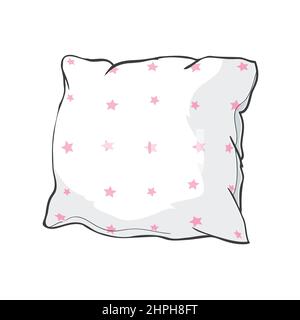 Coussins décoratifs de dessin animé vectoriel. Ensemble d'oreillers décoratifs dessinés à la main. Illustration Doodle Illustration de Vecteur