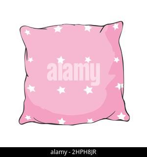 Coussins décoratifs de dessin animé vectoriel. Ensemble d'oreillers décoratifs dessinés à la main. Illustration Doodle Illustration de Vecteur