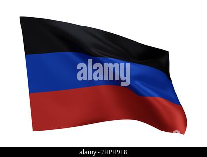 Drapeau d'illustration de la République populaire de Donetsk 3D. Drapeau de haute résolution de la République populaire de Donetsk isolé sur fond blanc. 3d rendu Banque D'Images