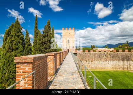 Nouveaux murs de la ville à la place de la cathédrale à Pise, région de Toscane, Italie. Banque D'Images