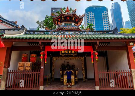 Singapour - 13 septembre 2019 : Thian Hock Keng, le plus ancien temple bouddhiste du peuple Hokkien dans le pays construit pour adorer Mazu, une déesse de la mer chinoise Banque D'Images