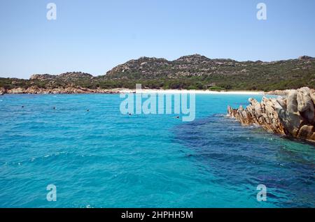 Île de Budelli dans l'archipel de la Maddalena, Sardaigne, Italie. La plage rose Banque D'Images
