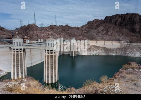 Barrage Hover, États-Unis - 24 juillet 2021 eau faible au barrage Hover pendant une sécheresse record dans l'ouest des États-Unis Banque D'Images