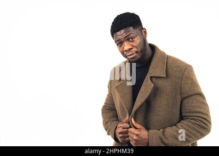 Business African American man fond blanc - gros plan. Photo de haute qualité Banque D'Images