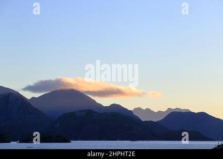 Dawn in Dusky Sound/Tamatea Fiordland Nouvelle-Zélande Banque D'Images