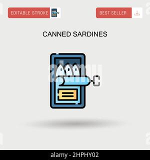 Icône de vecteur simple de sardines en conserve. Illustration de Vecteur