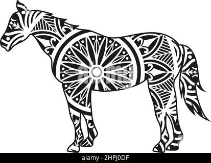 Vecteur d'illustration de la conception de mandala d'animal de cheval Illustration de Vecteur