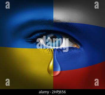 La crise de la paix russe et ukrainienne comme un conflit géopolitique le conflit entre l'Ukraine et la Russie comme un concept de sécurité européen dû à des questions politiques. Banque D'Images