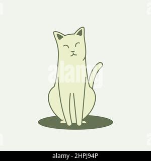 Joli petit chat Sit dessin animé jaune pastel couleur Illustration de Vecteur