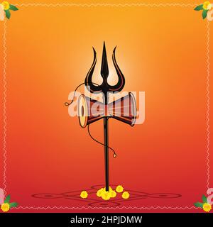 Illustration de la carte de vœux pour Maha Shivaratri, le festival hindou célébré par Lord Shiva Illustration de Vecteur