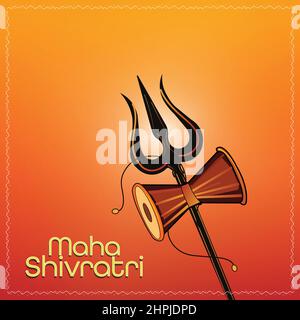 Illustration de la carte de vœux pour Maha Shivaratri, le festival hindou célébré par Lord Shiva Illustration de Vecteur