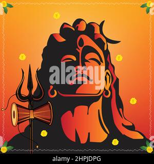 Illustration du fond de silhouette de Lord Shiv Shankar pour Happy Maha Shivaratri Illustration de Vecteur
