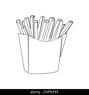 Frites tracées en une seule ligne. Illustration vectorielle isolée stock Illustration de Vecteur