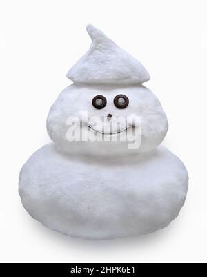Bonhomme de neige drôle. Sur fond blanc Banque D'Images