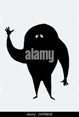 mascotte d'art de personnage de monstre dessinée à la main Banque D'Images