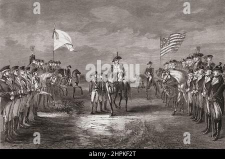 Capitulation de Lord Cornwallis à York Town, Virginie, États-Unis, 19th octobre 1781. Lord Charles Cornwallis, 1st Marquis et 2nd Earl Cornwallis, 1738 - 1805. Général et homme d'État britannique. Après un travail de 19th ans. Banque D'Images