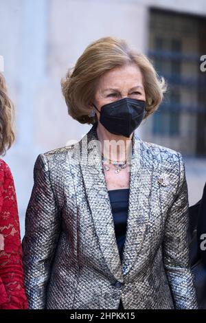 Madrid, Madrid, Espagne. 22nd févr. 2022. L'ancienne reine Sofia assiste aux "Ibero-American patronage Awards" de la Fondation Callia à l'Académie royale des Beaux-Arts de San Fernando le 22 février 2022 à Madrid, Espagne (Credit image: © Jack Abuin/ZUMA Press Wire) Banque D'Images