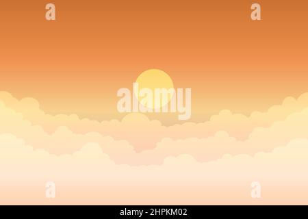 paysage vectoriel de nuages de ciel orange au coucher du soleil pour l'arrière-plan Illustration de Vecteur