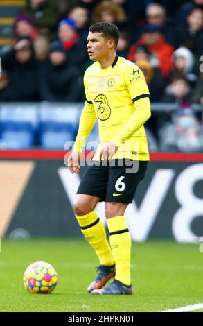 LONDRES, Royaume-Uni, 19 FÉVRIER : Thiago Silva de Chelsea pendant la première ligue entre Crystal Palace et Chelsea au stade Selhurst Park, Londo Banque D'Images