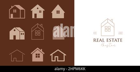 Accueil, maisons et bâtiments icônes, symboles et logos Illustration de Vecteur