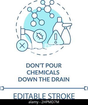 Ne versez pas de produits chimiques dans l'icône de concept turquoise de vidange Illustration de Vecteur