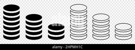 Ensemble d'icônes argent. Style art plat et ligne. Illustration vectorielle isolée sur fond transparent Illustration de Vecteur