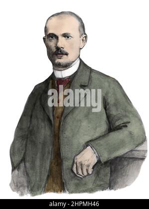 Portrait de Charles Peguy d'apres un dessin de Jean-Pierre Laurens Banque D'Images