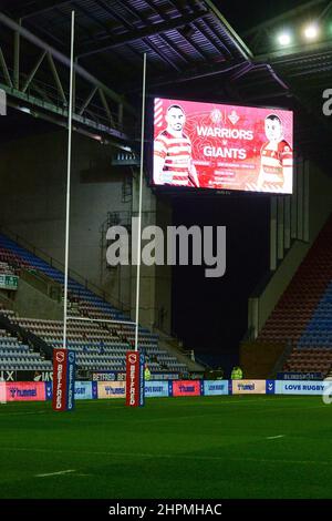 Wigan, Angleterre - 18 février 2022 - vue générale pendant la Ligue de rugby Betfred Super League Round 2 Wigan Warriors vs Leeds Rhinos au DW Stadium, Wigan, Royaume-Uni Dean Williams Banque D'Images