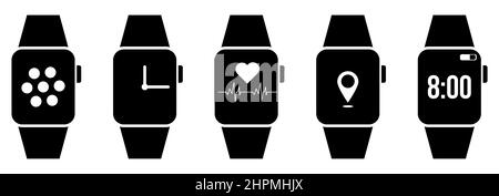 Ensemble d'icônes vectorielles de la montre intelligente. Illustration vectorielle isolée sur fond blanc Illustration de Vecteur