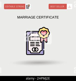 Icône de vecteur simple de certificat de mariage. Illustration de Vecteur