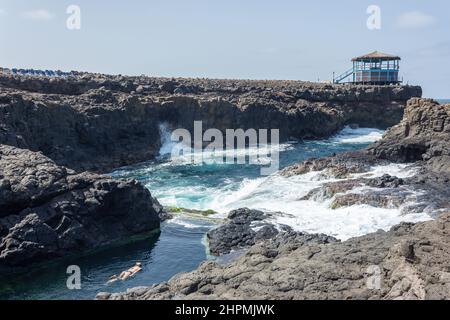 Piscine naturelle de Buracona, Buracona-Ragona, Sal (IIha do Sal), República de Cabo (Cap-Vert) Banque D'Images