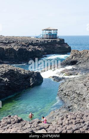 Piscine naturelle de Buracona, Buracona-Ragona, Sal (IIha do Sal), República de Cabo (Cap-Vert) Banque D'Images