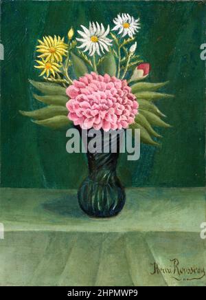 Dahlia et Daisies dans un vase d'Henri Rousseau (1844-1910), huile sur toile, c. 1904 Banque D'Images