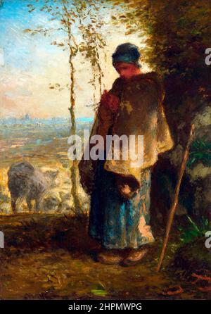 La petite Shepherdess de Jean-François Millet (1814-1875), huile sur toile, c. 1868/72 Banque D'Images