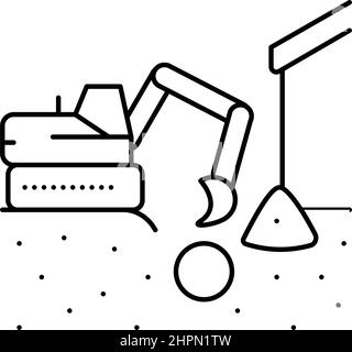 illustration vectorielle de l'icône de tuyau d'excavation à partir de la ligne de base Illustration de Vecteur